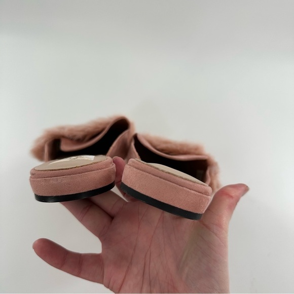 Aldo womens flats size 9 40 pink faux suede faux fur pointy toe slip on mules - Picture 8 of 12